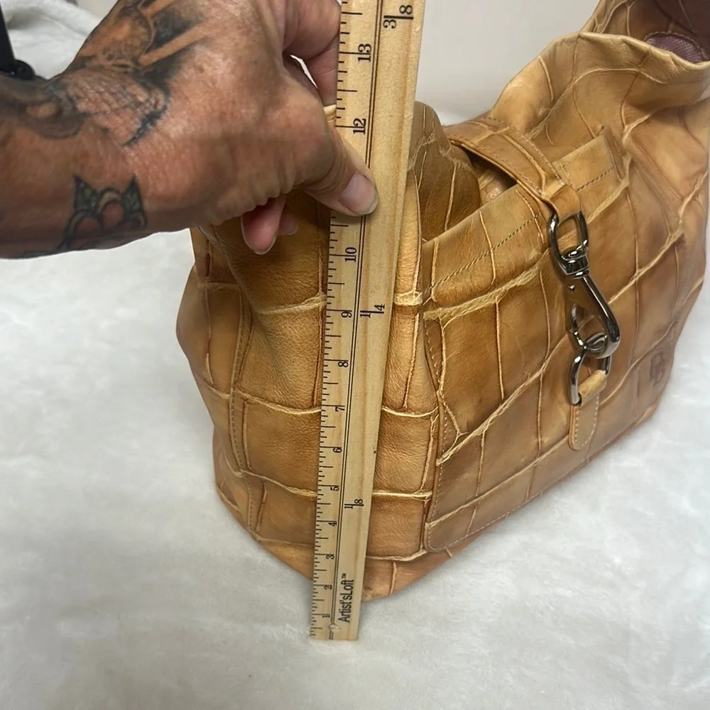 Dooney & Bourke Brown Hobo Bag with Crocodile Texture
